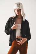 Cotton blend oversized shirt in black - Shirts