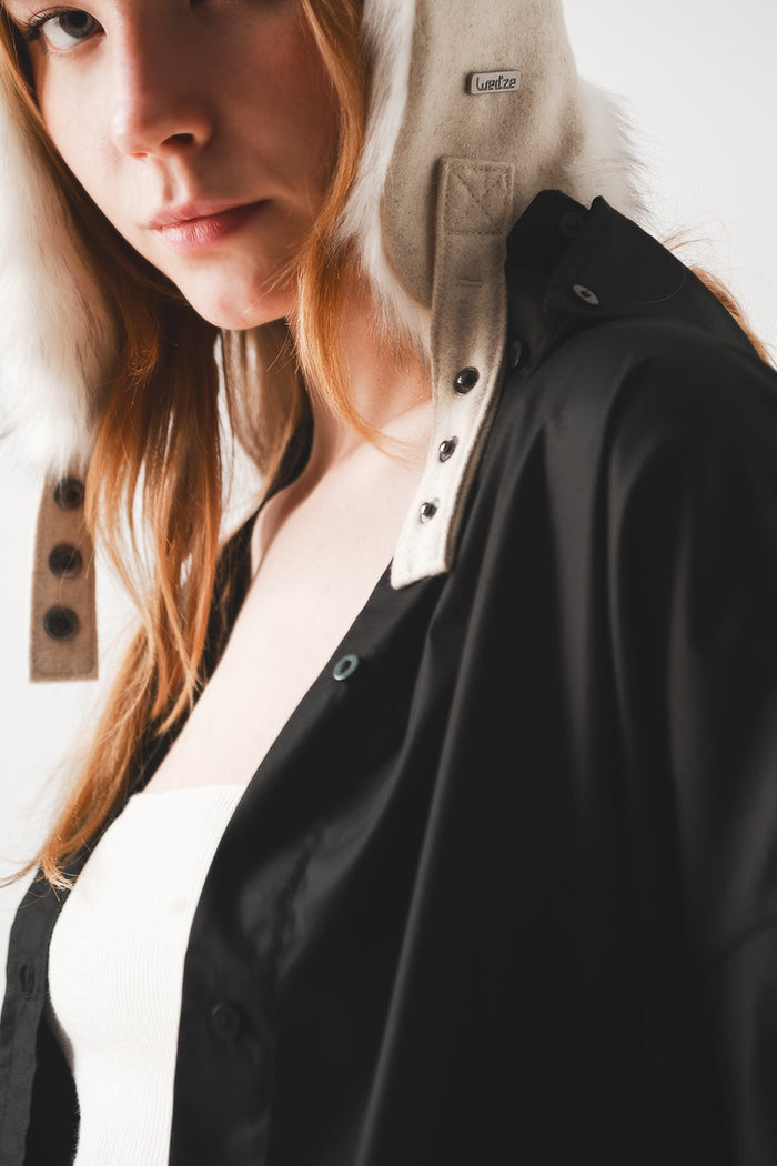Cotton blend oversized shirt in black - Shirts