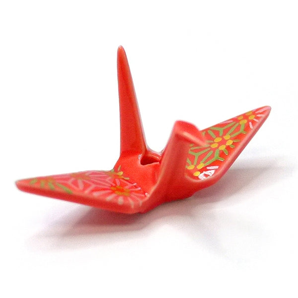 CRANE INCENSE HOLDER - Red Brocade
