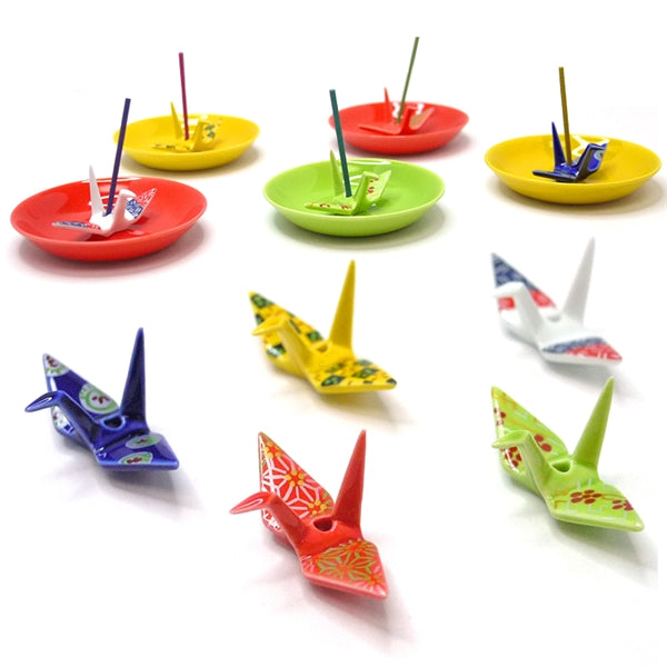 CRANE INCENSE HOLDER - White Brocade