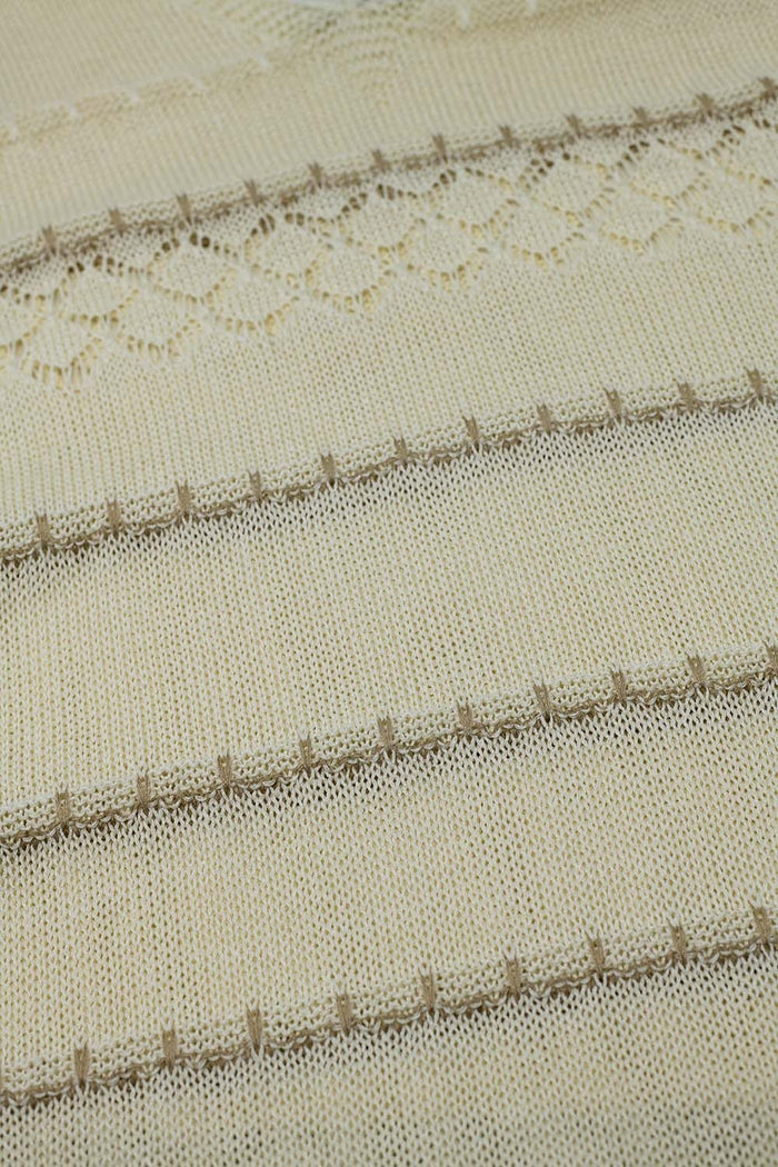Cream Midi Sleeveless Dress With V-neck and Crochet Design - dress
