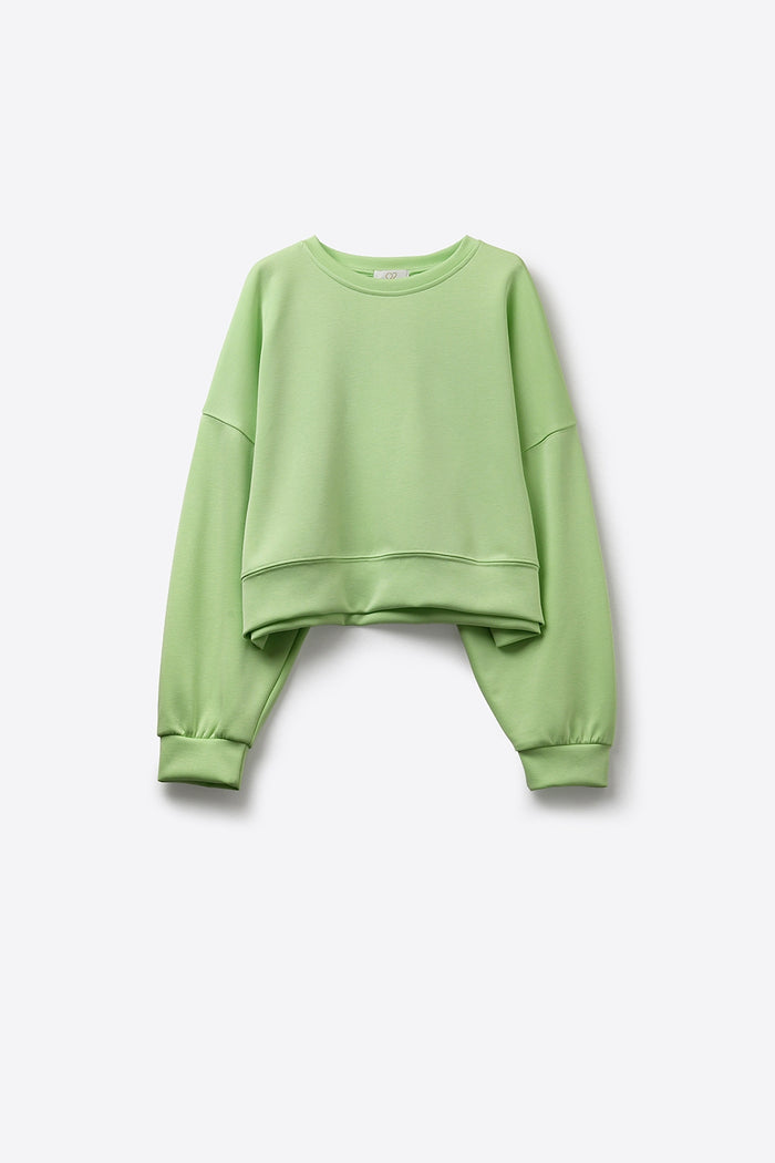 Crew Neck Dropped Shoulder Basic Sweatshirt in green