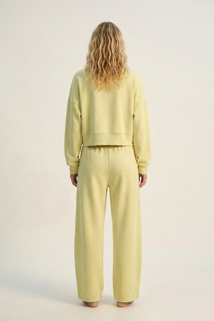 Crew Neck Dropped Shoulder Basic Sweatshirt in yellow