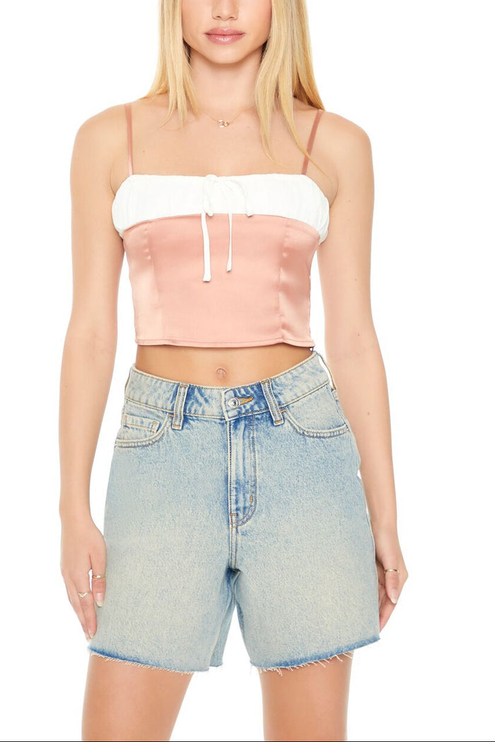 Cropped Satin Colorblock Cami