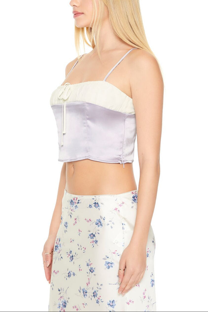 Cropped Satin Colorblock Cami