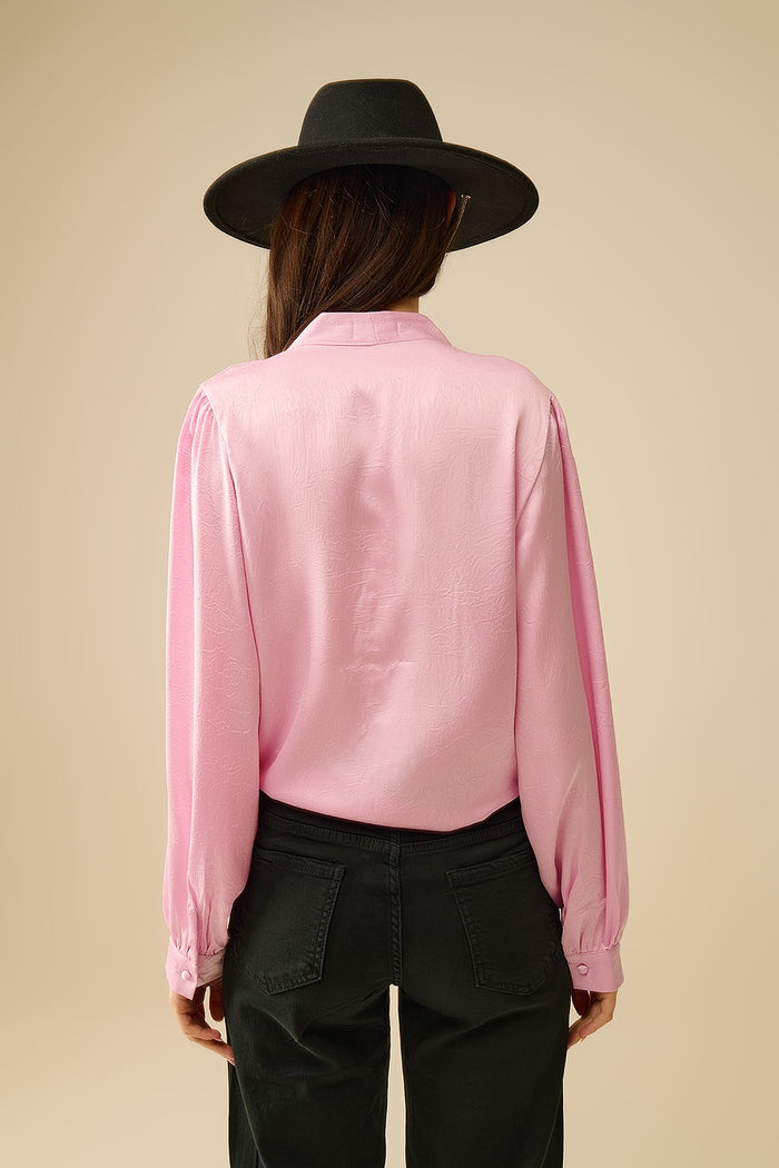 Cropped Shirt In pink Featuring knot - Shirts