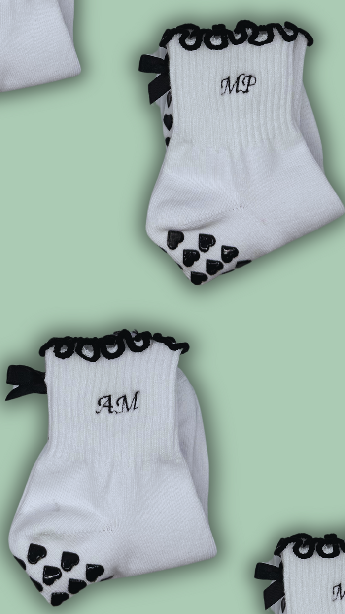 Black bow grip socks