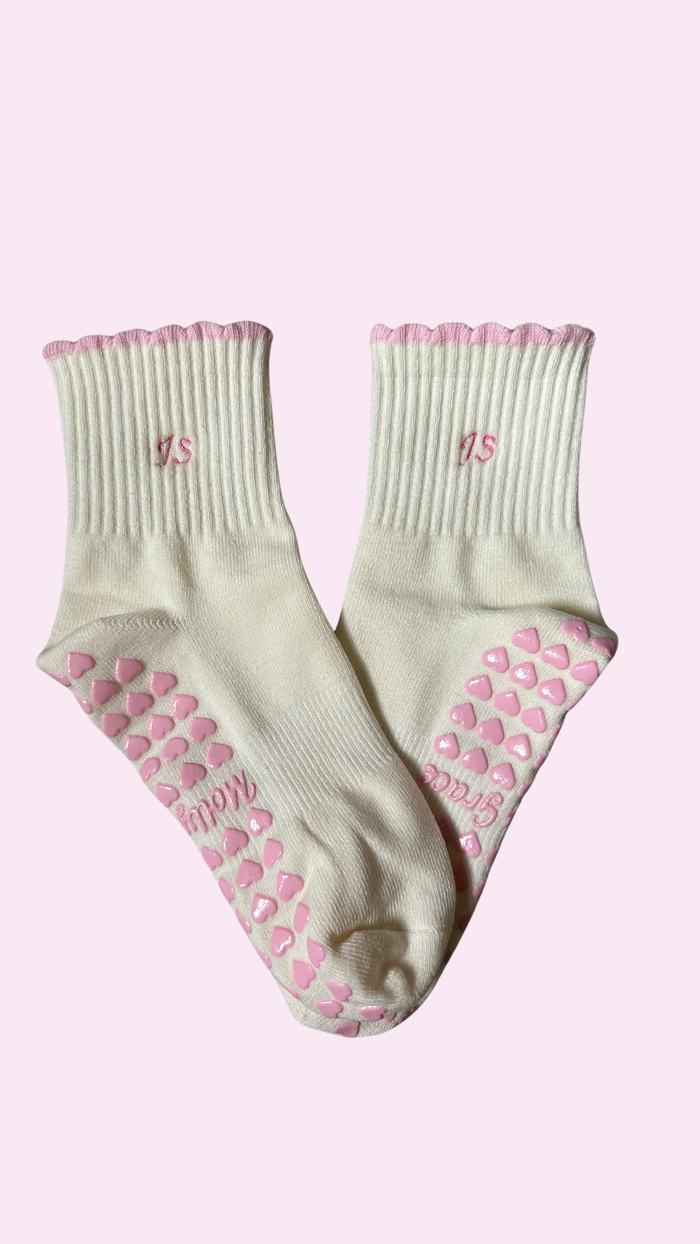 Personalized ruffle grip socks