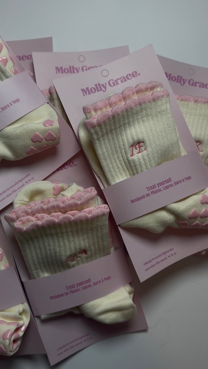Custom initial cream & pink