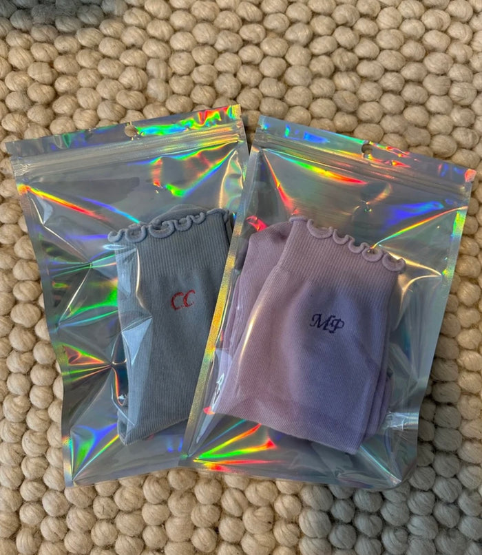 Embroidered ruffle Pilates socks