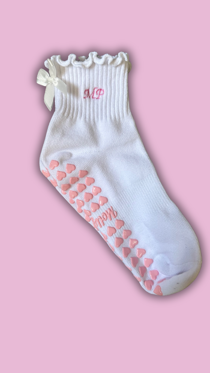White ruffle grip socks