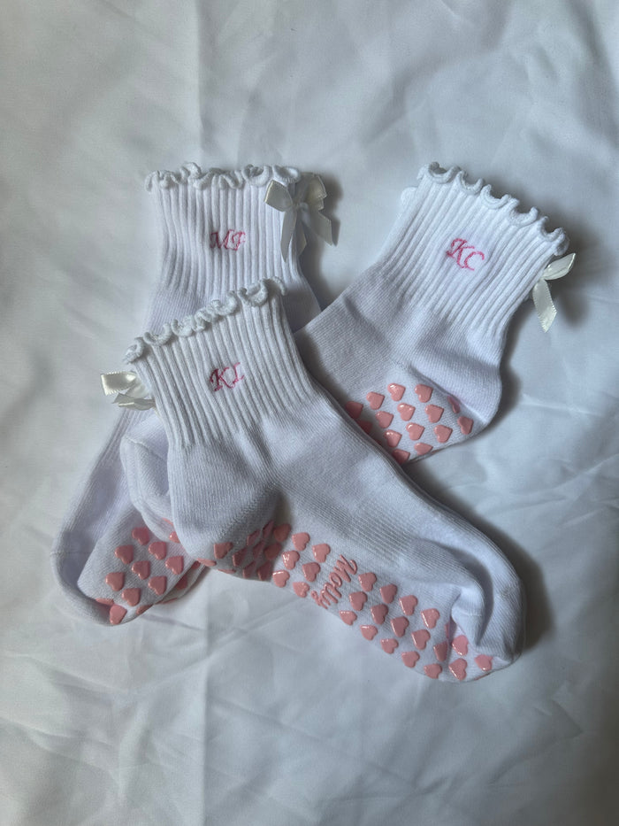 Pink heart yoga grips