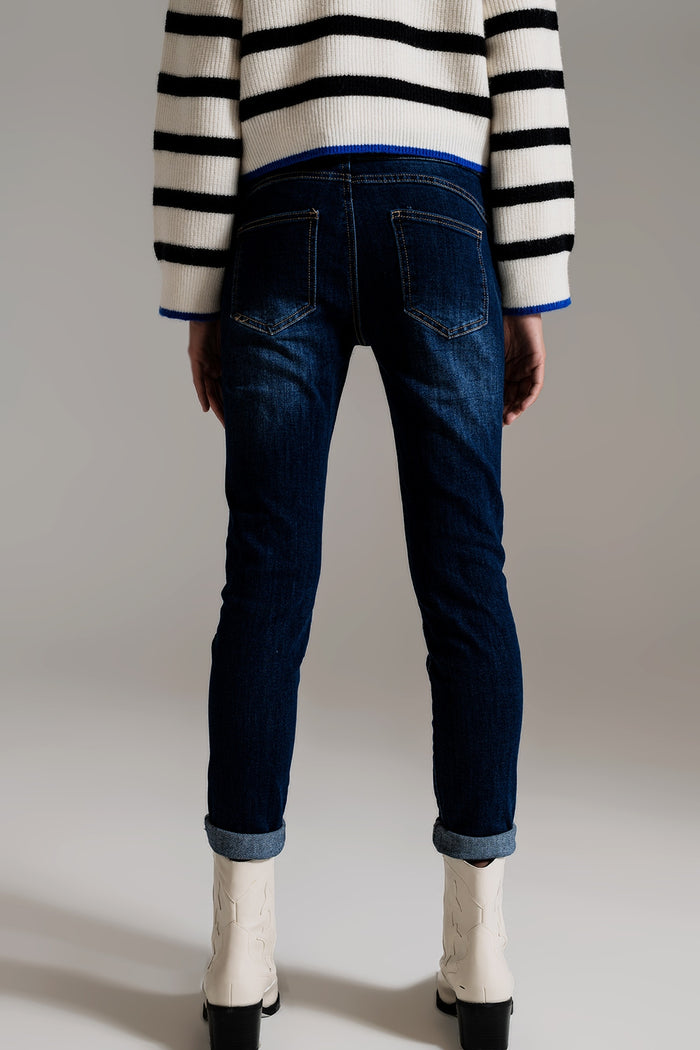 Dark wash skinny jeans with elastic elastan - Denim
