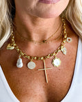 Divine Cross & Pearl Charm Necklace