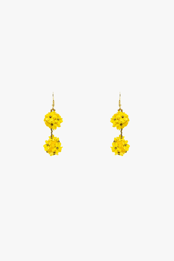 Dropped Flower Statement Earrings With Yellow Daisies