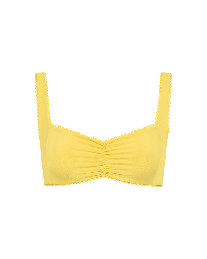 LSPACE Effie bikini top in Ditsy, off-model flat lay.