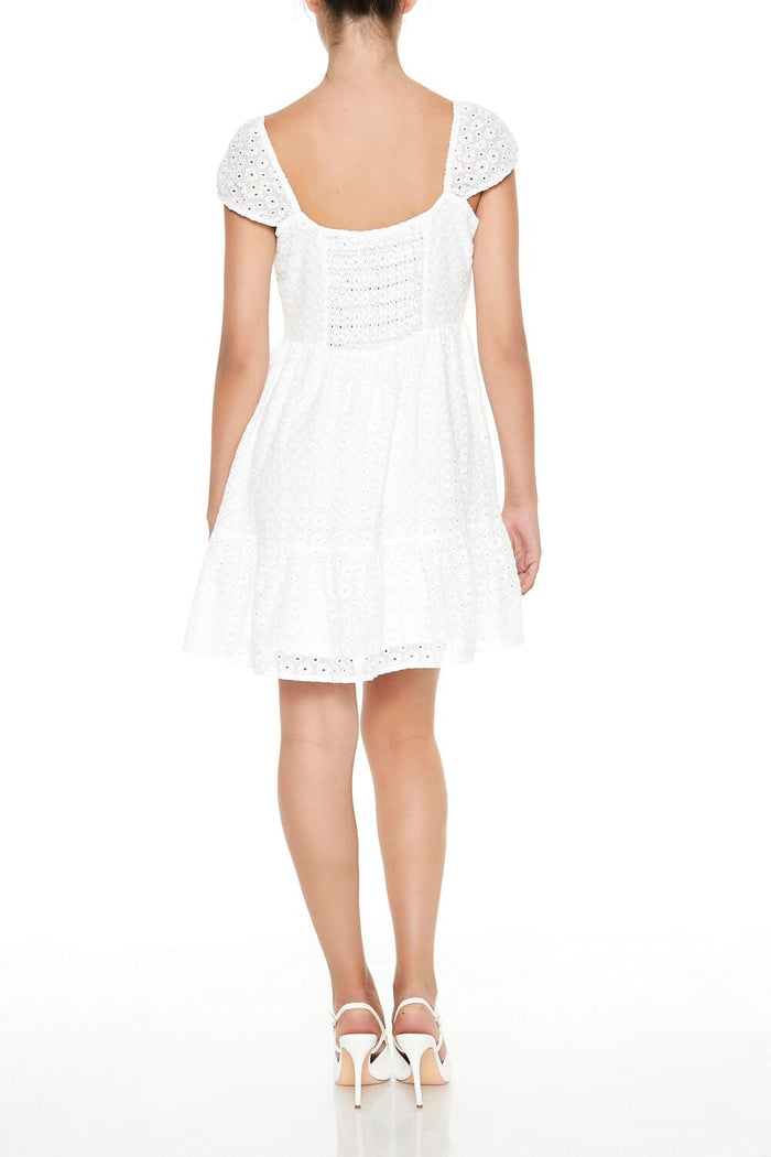Eyelet Bustier Flounce Mini Dress