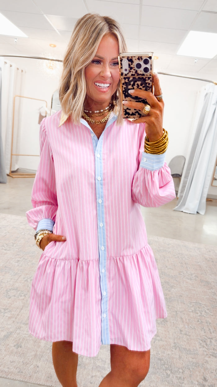 -FINAL SALE- Bayside Pinstripe Dress