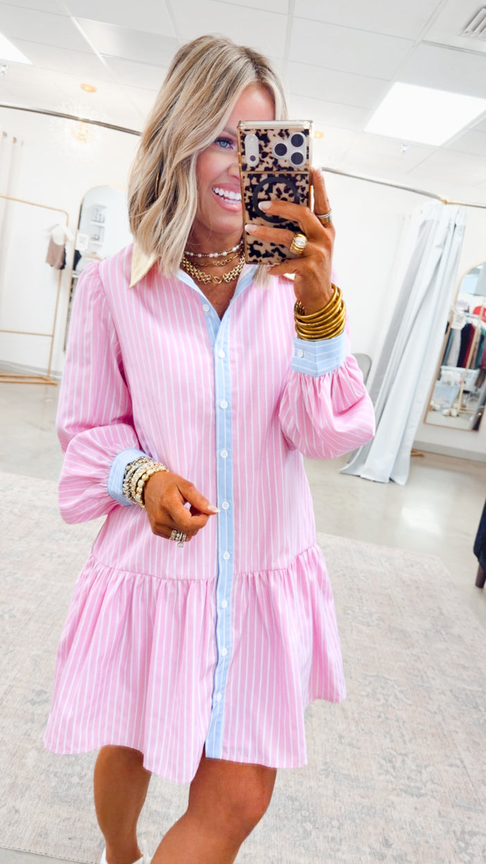 -FINAL SALE- Bayside Pinstripe Dress
