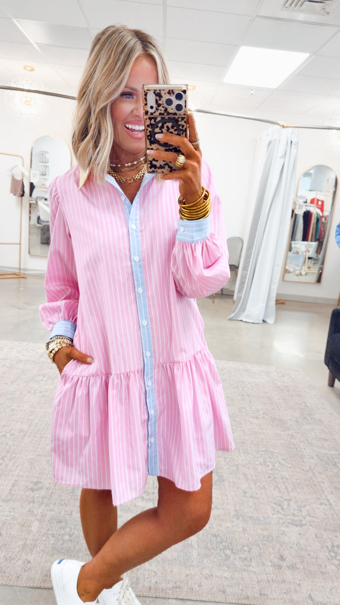 -FINAL SALE- Bayside Pinstripe Dress