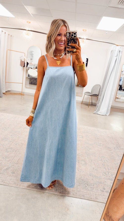 -FINAL SALE- Cheyenne Denim Maxi Dress