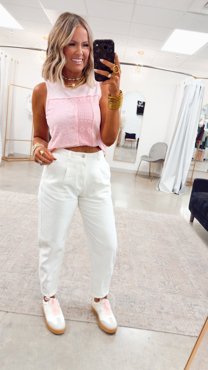 -FINAL SALE- Lola Panel Tank-Pink Blush