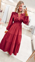-FINAL SALE- The Maison Bloom Maxi-Burgundy