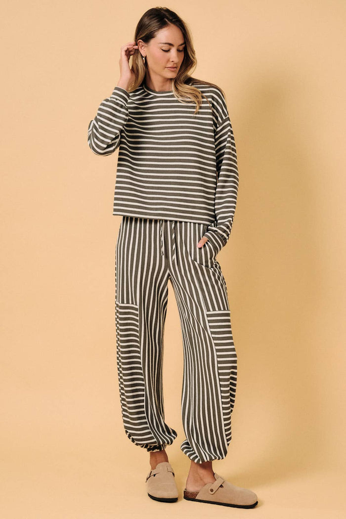 First Pick Olive Stripe Parachute Pant