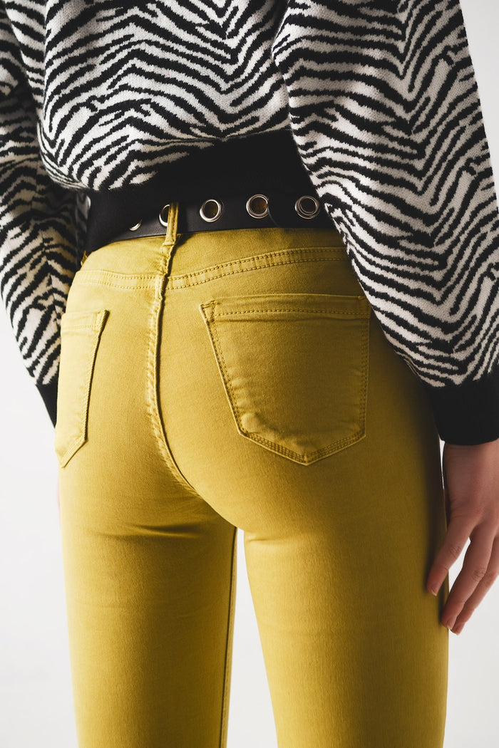Flare jeans with raw hem edge in green - Coloured Jeans