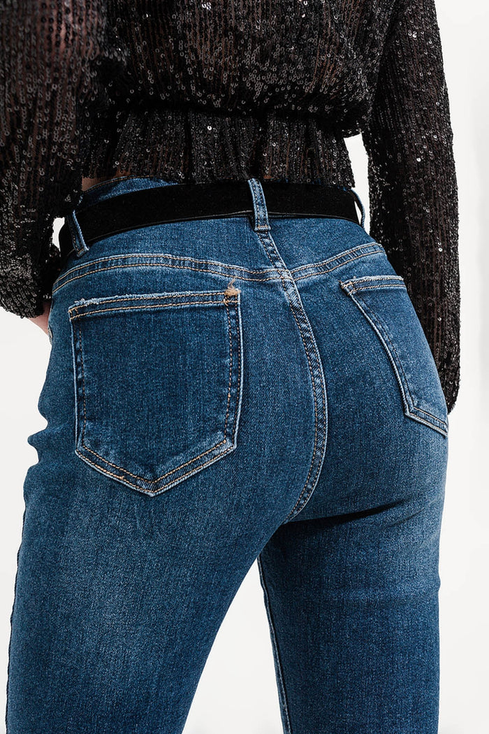 Flare jeans with split hem - Denim