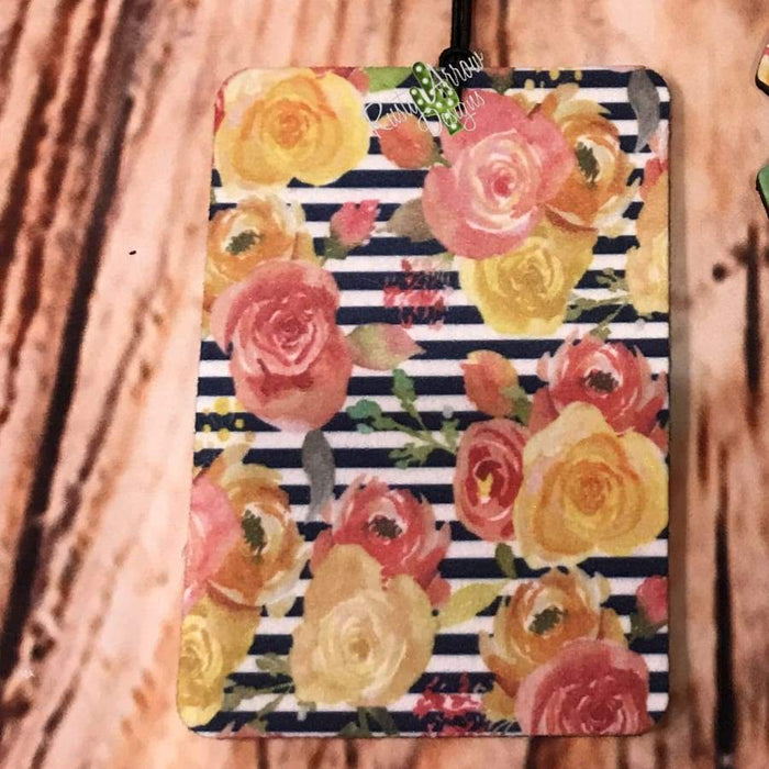 Floral and Stripes Air Freshener and Coaster Set Orange 2 - Air Freshener