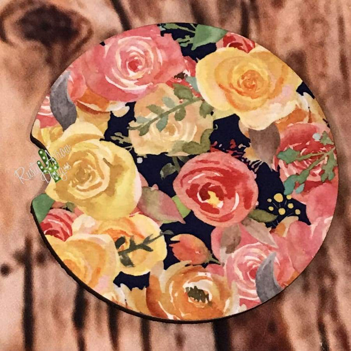 Floral and Stripes Air Freshener and Coaster Set Orange 2 - Air Freshener