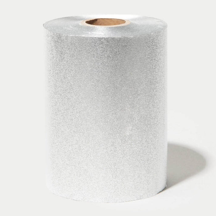 Close-up of the Framar Star Struck Silver Medium Embossed Foil Roll, featuring a textured embossed surface for improved grip and precise foil application.