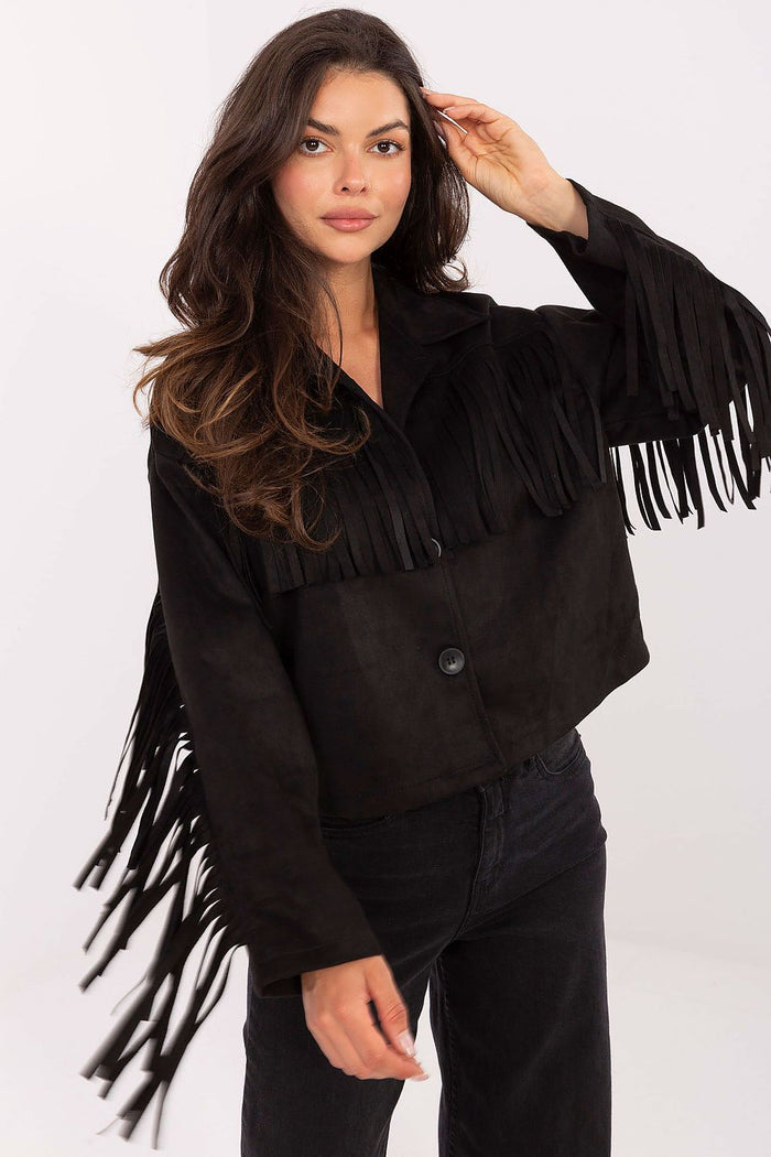 Fringe Detail Statement Jacket for Women black one-size-fits-all - Jackets