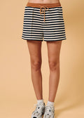 sunday edition le lis stripe navy cream orange short sweatshort set