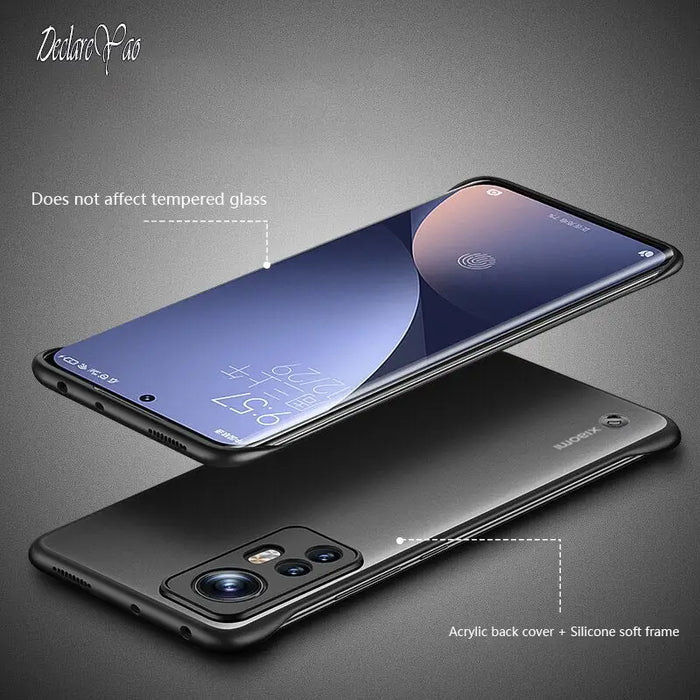 the back of a black iphone with a glass screen protector