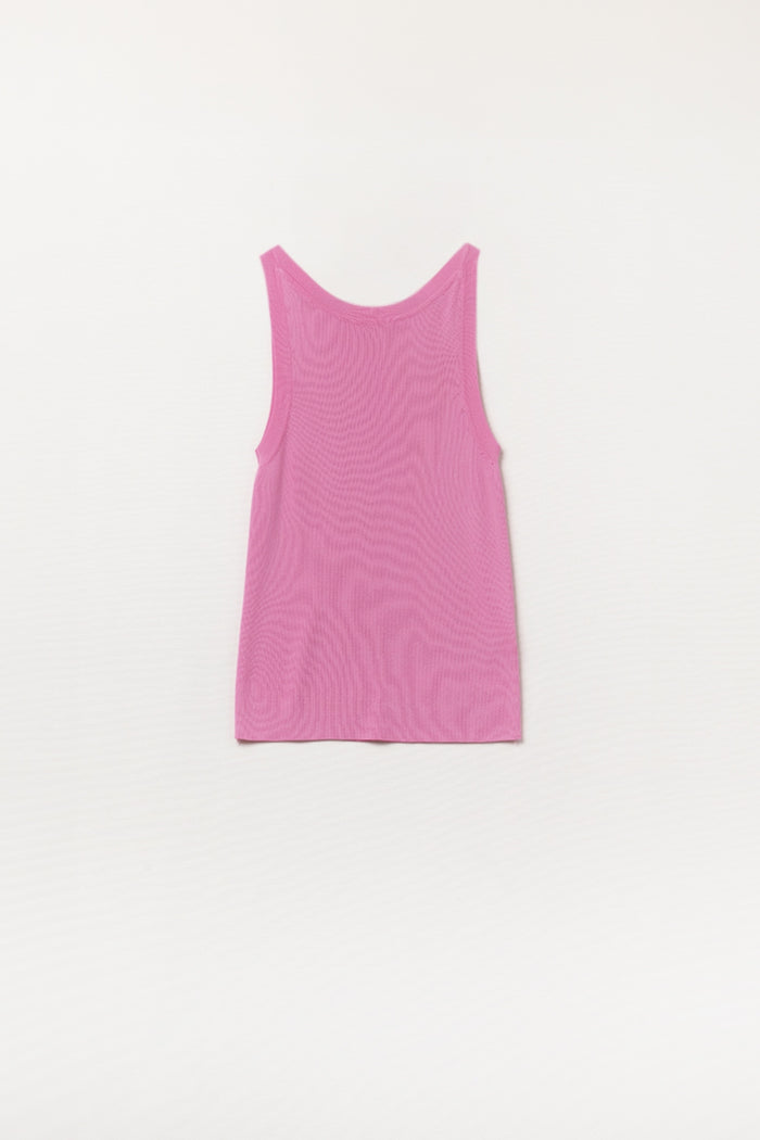 Fuchsia Sleeveless Ribbed knitted Top