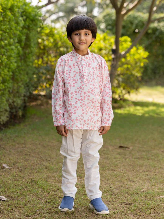 Galaxy Organic Cotton Block Printed Short Kurta