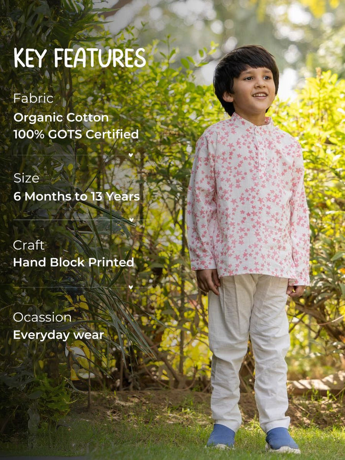 Galaxy Organic Cotton Block Printed Short Kurta