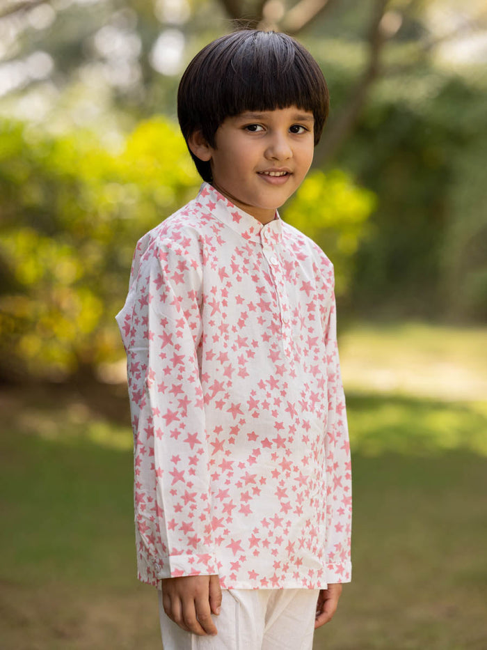 Galaxy Organic Cotton Block Printed Short Kurta
