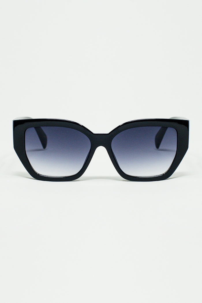 geometric thick black sunglasses with gradient lens
