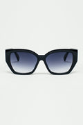 geometric thick black sunglasses with gradient lens