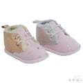 Girl's Pink Suede Trainers W/Star Print, Glitter PU & Fur Lining: B2224 NB-12 Months - Kidswholesale.co.uk