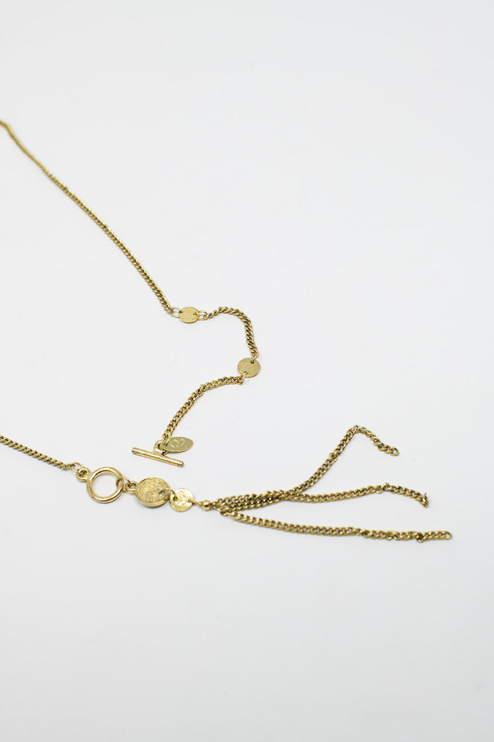 Gold Necklace with beads and Fringe Chain Detail