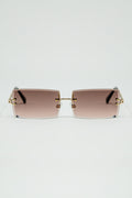 Gold Thin Rimless Square Sunglasses with Soft Brown Gradient Lenses