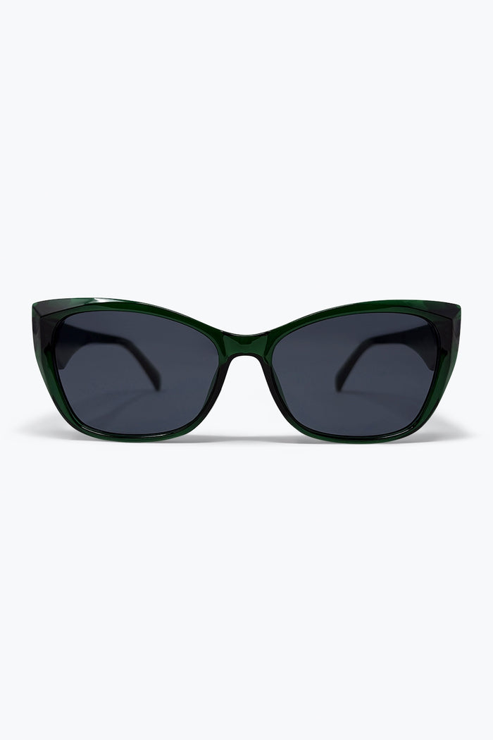 Green Glossy Cat Eye Thick Frame Classic Sunglasses