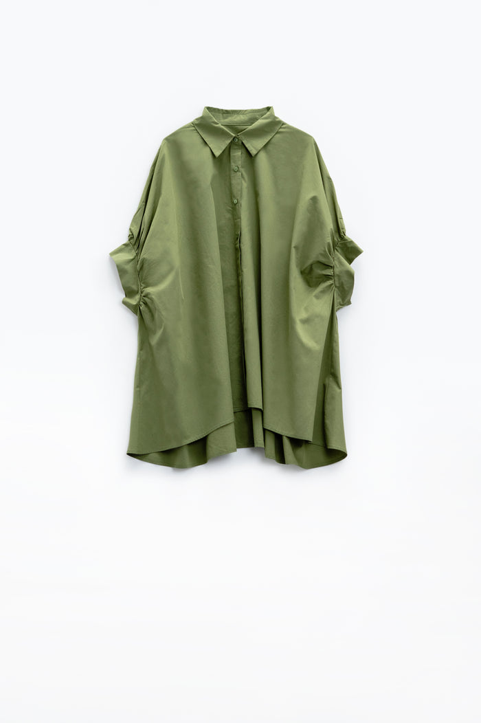 Green oversized blouse with short sleeve - Shirts