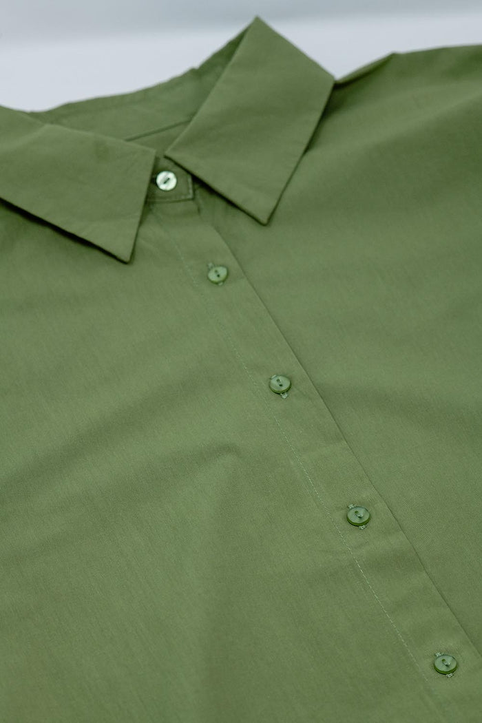 Green oversized blouse with short sleeve - Shirts