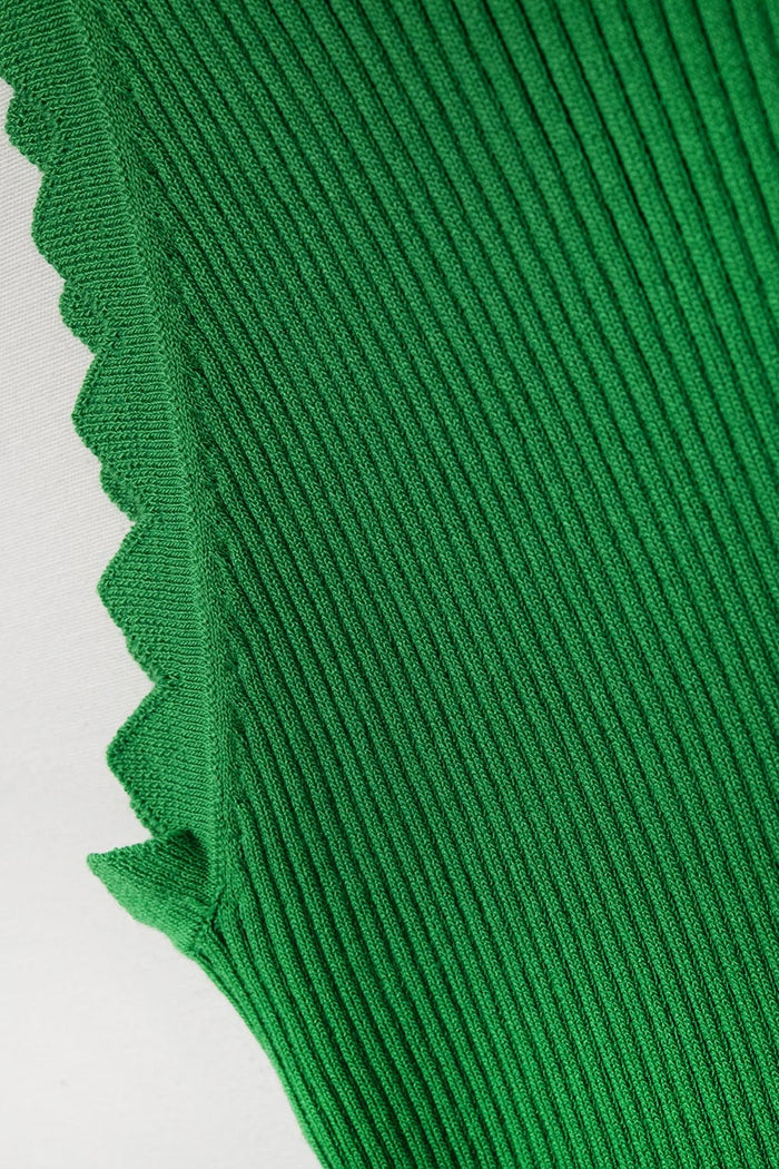 Green Tank Top with Ribbed Underarm Detail