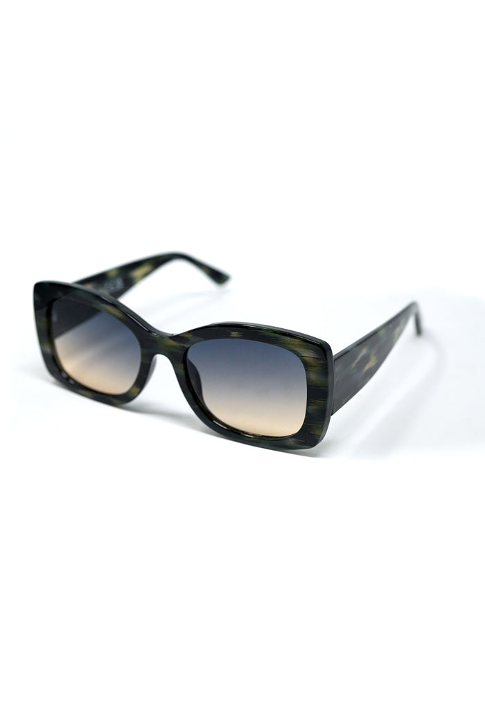 Green Tortoise Shell Oversized Oval Sunglasses in Acetate